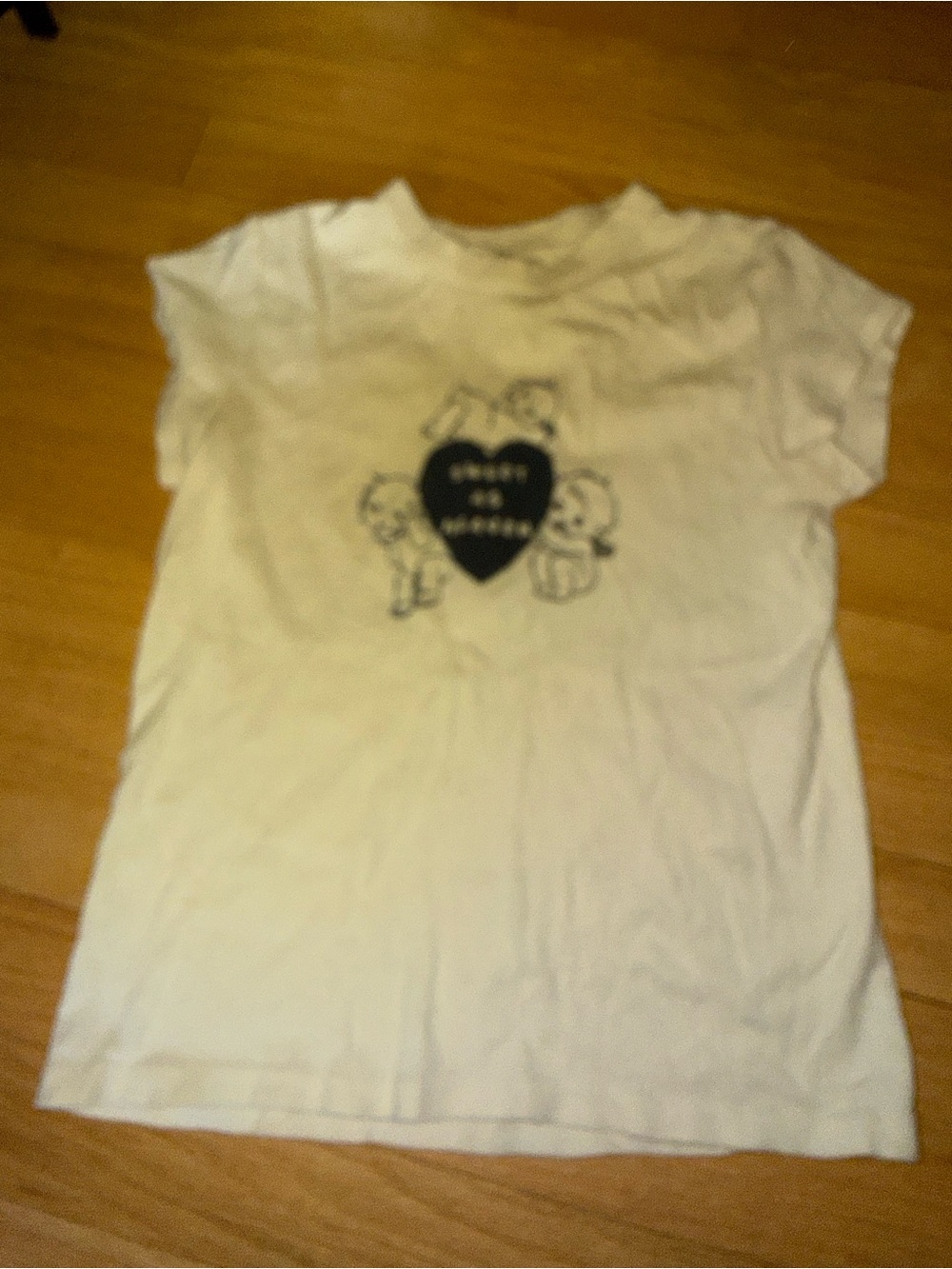 Brandy Melville White Tee with Black Heart Graphic